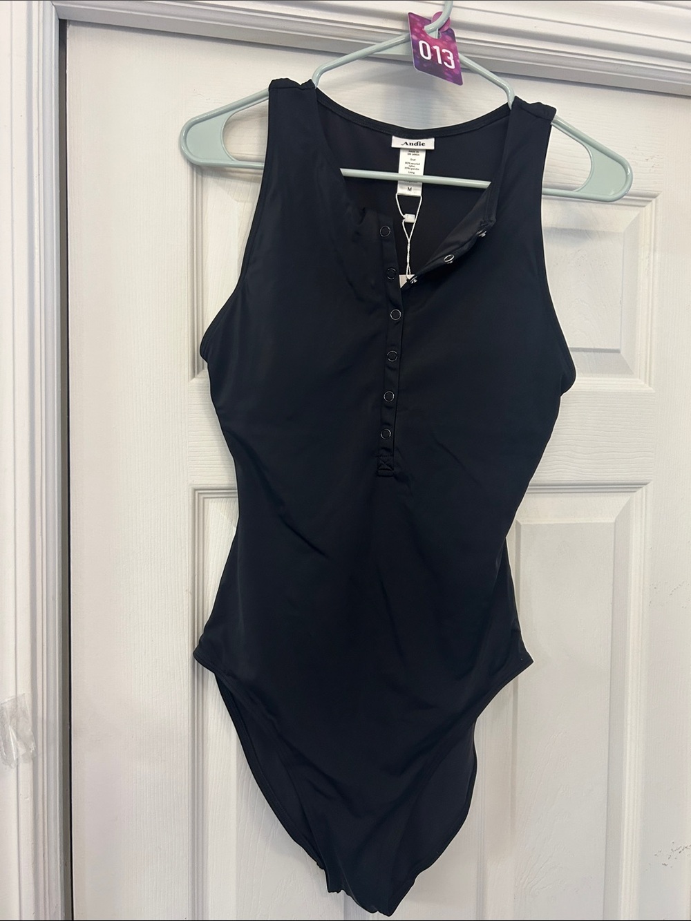 Andie Black Button-Front One-Piece Swimsuit